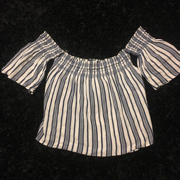 Striped Off The Shoulder Top - Picture 2 of 3